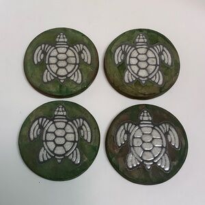 Raku Pottery Sea Turtle Drink Coasters By Javier Gaytan